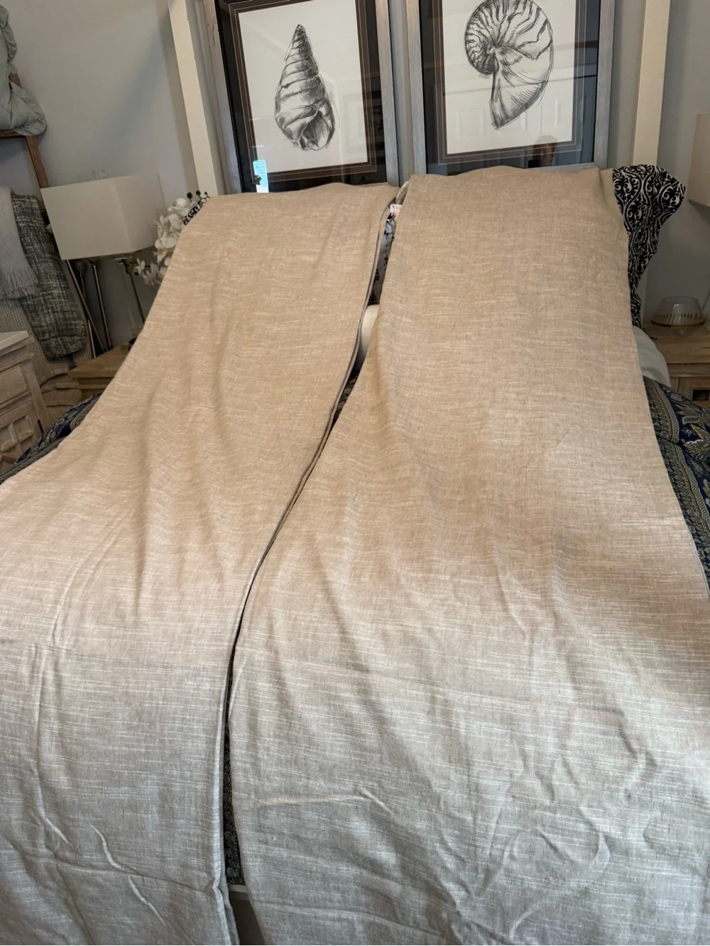 Pottery Barn Emory light filtering drape set/2 50”x 108”.